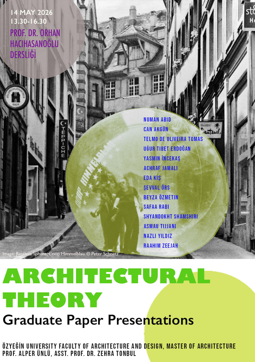 Davet: ARCH 503 Architectural Theory Dersi Sunumları | 14 Mayıs